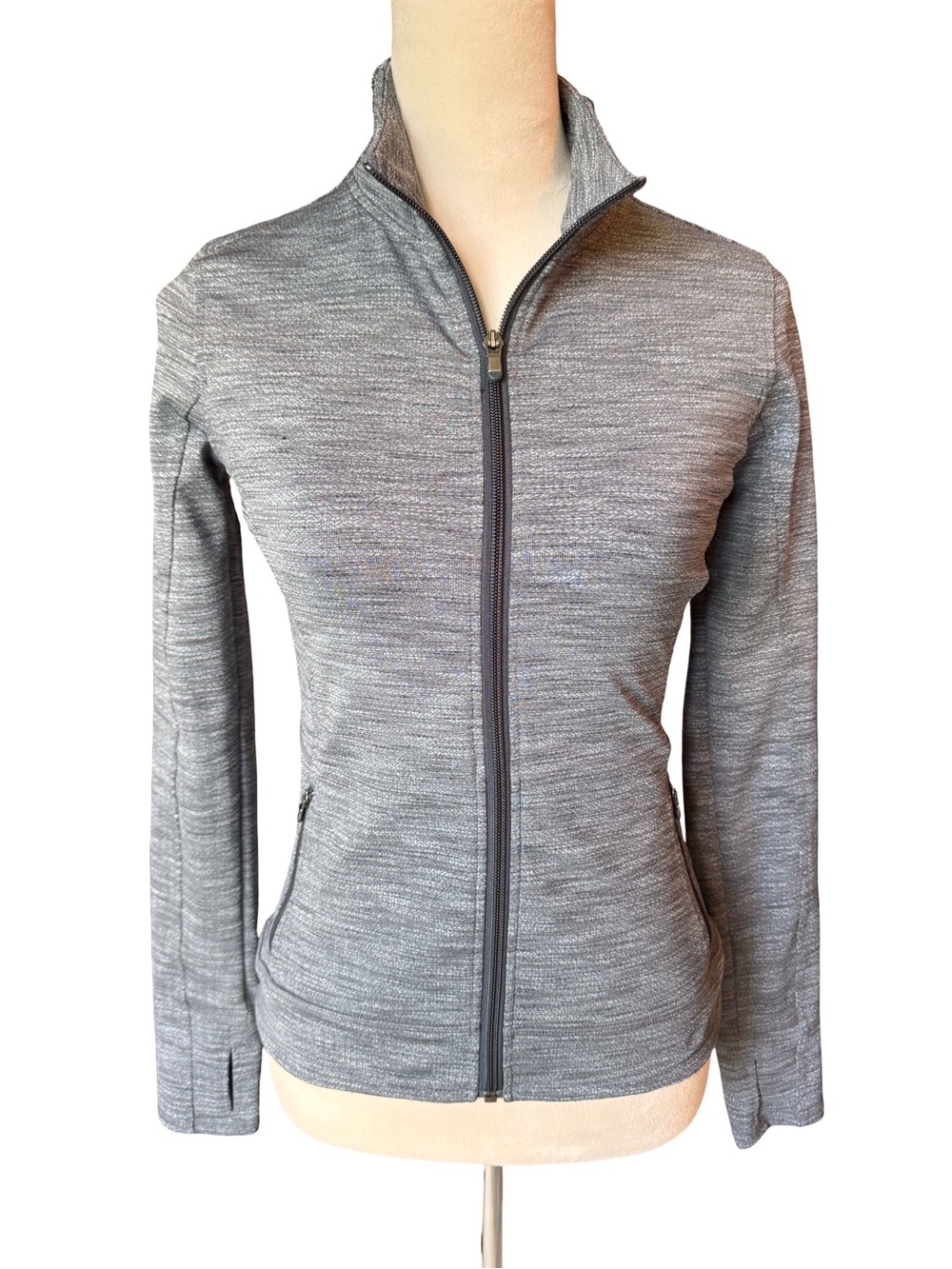 Athleta Jacquard Harmony Women's Zip-Up Athletic Jacket Size XXS Gray